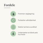 Supplement koldpresset olie til heste udholdenhed vægt muskler vitamin E hørfrøolie DHA EPA omega-3  | localization: DA