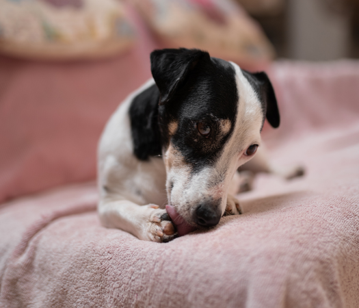 Dogs prone to paw licking