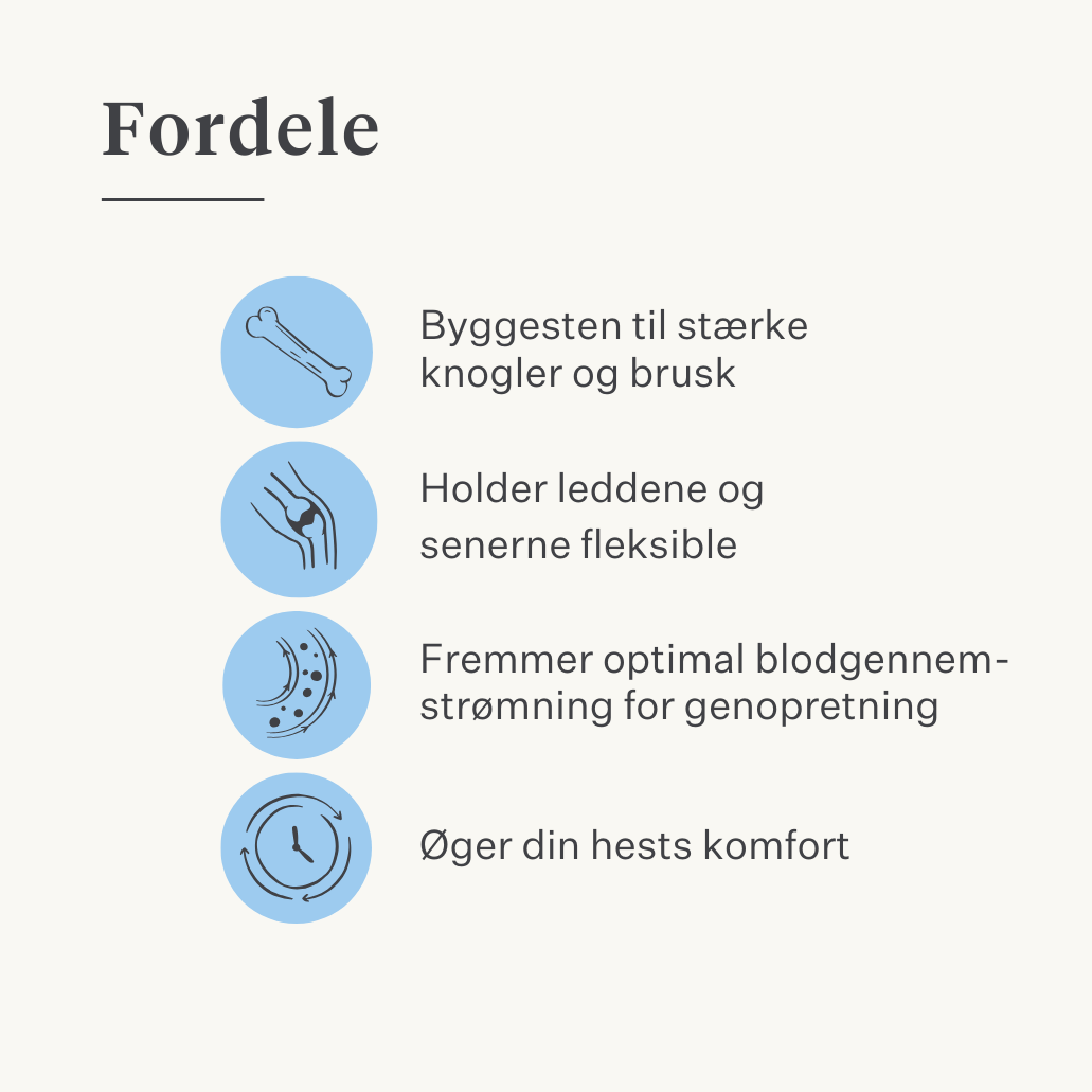 naturligt tilskud hest pony led ledbånd sener muskler | localization: DA