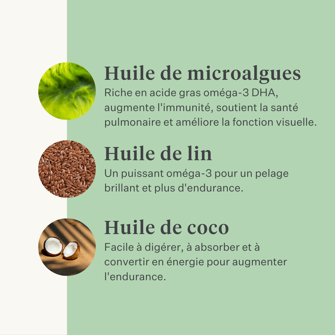 supplément huile pressée à froid endurance des chevaux poids muscles vitamine E huile de lin DHA EPA oméga-3 | localization: FR
