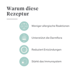 Imby Allergy & Itch Ergänzungsfuttermittel für Hunde, unterstützt die Hautgesundheit und hilft Juckreiz zu reduzieren, hilft eine starke Hautbarriere und ein ausgeglichenes Immunsystem zu erhalten, unterstützt den Hautkomfort über die Darm-Haut-Achse, hypoallergene Formel für den täglichen Gebrauch geeignet. | localization: DE