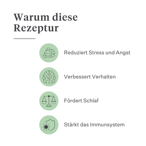 Imby Calm & Chill Ergänzungsfuttermittel für Hunde, unterstützt ruhiges Verhalten und emotionale Balance, hilft Hunden sich zu entspannen ohne ihre Persönlichkeit zu verändern, unterstützt das Nervensystem bei Stress, hypoallergene Formel für den täglichen Gebrauch geeignet, hilft bei Lärm, Reisen und Veränderungen. | localization: DE