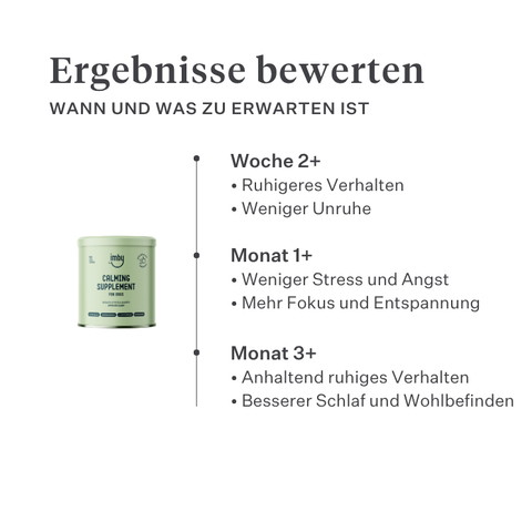 Imby Calm & Chill Ergänzungsfuttermittel für Hunde, unterstützt ruhiges Verhalten und emotionale Balance, hilft Hunden sich zu entspannen ohne ihre Persönlichkeit zu verändern, unterstützt das Nervensystem bei Stress, hypoallergene Formel für den täglichen Gebrauch geeignet, hilft bei Lärm, Reisen und Veränderungen. | localization: DE