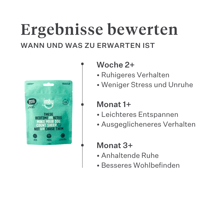 Imby Bed Time beruhigende Snacks für Hunde, pflanzliche Kekse mit Kamille und Kurkuma, unterstützen Entspannung und ruhiges Verhalten, helfen Hunde zu beruhigen und die Gelenkgesundheit zu unterstützen, natürlicher Abend-Snack für eine ruhige Nacht, sehr schmackhafter Snack. | localization: DE