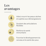 chien, chiot, huile de saumon, oméga-3, peau qui gratte, peau sèche, articulations, immunité, supplément, complément alimentaire | localization: FR