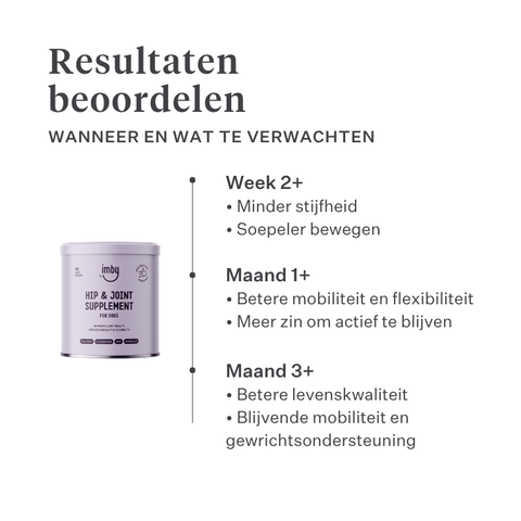 Imby Hip & Joint supplement voor honden, ondersteunt de gewrichtsgezondheid en soepele beweging, helpt gezond kraakbeen en mobiliteit te behouden, ondersteunt honden die gevoelig zijn voor stijfheid of verminderde flexibiliteit, door dierenartsen ontwikkelde dagelijkse ondersteuning voor actieve en oudere honden. | localization: NL