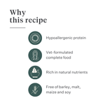 Imby Plant Based dog food, complete meat-free dry food for dogs, made with plant-based proteins and natural superfoods, supports digestion and overall wellbeing, hypoallergenic and low-calorie formula, balanced nutrition developed by vets, highly palatable kibble. | localization: EN