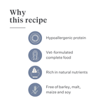 Imby Sensitive dog food, complete insect-based dry food for dogs with food allergies, supports digestion and skin health, grain-free with prebiotics and natural ingredients, vet-developed balanced formula, highly palatable kibble. | localization: EN