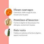 Imby Day Time snacks pour chiens, biscuits à base d’insectes pour chiens, soutiennent la santé de la peau et un pelage brillant, enrichis en ingrédients naturels comme la bardane, le trèfle rouge et la pensée sauvage, aident à stimuler la circulation, snack durable et très appétent pour un usage quotidien. | localization: FR