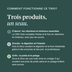 Curafyt Skinny Horse Bundle, un pack de compléments pour chevaux associant Este Balancer, Guts & Glory et Grow & Glow. Apporte des vitamines et minéraux essentiels, soutient la digestion et la flore intestinale grâce aux enzymes, prébiotiques et probiotiques, et fournit des oméga-3 pour favoriser une prise de poids saine et un pelage brillant, sans ajout de sucre. | localization: FR