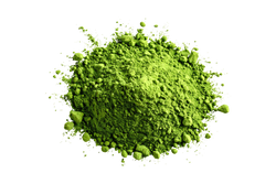 Green powder on a white background